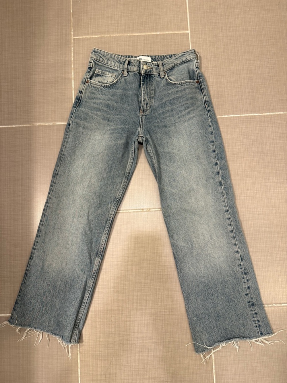 Zara Women's Straight Leg Jeans - Light Blue Wash